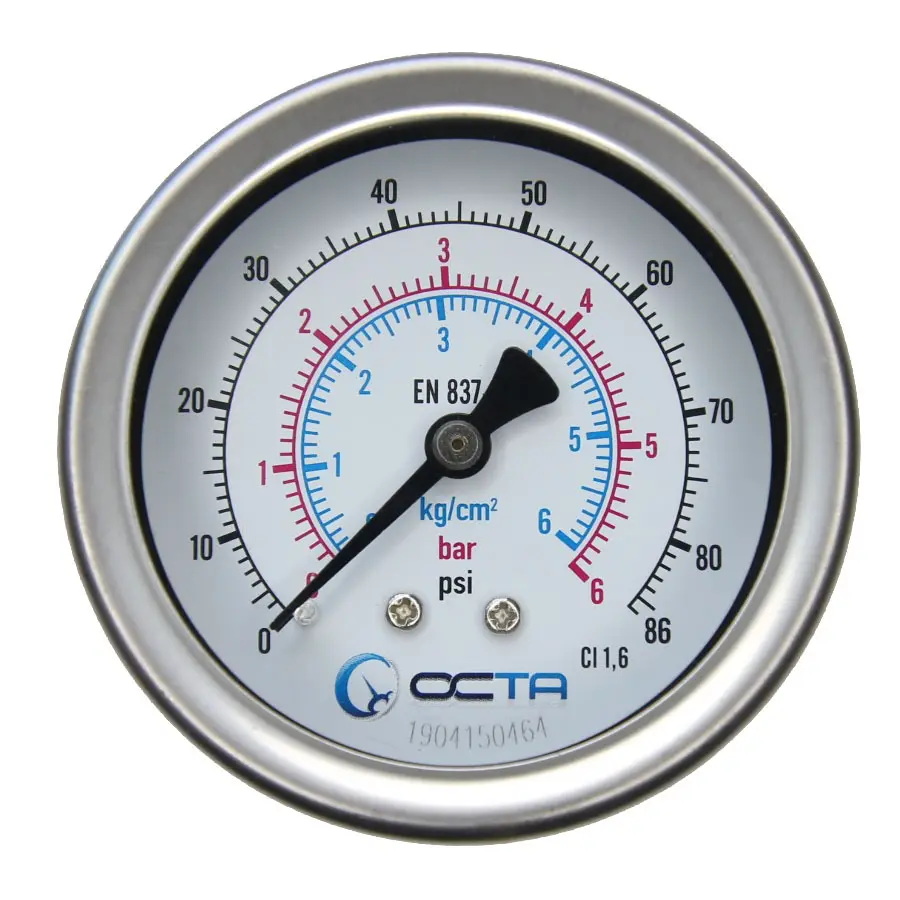 "OCTA" Pressure Gauge GBK-63 Brass Back