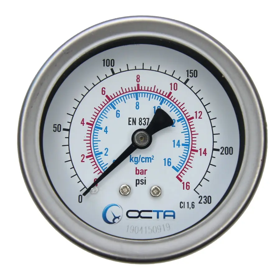 "OCTA" Pressure Gauge GBK-63 Brass Back