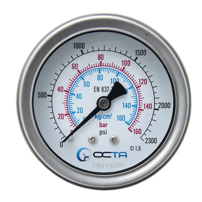 "OCTA" Pressure Gauge GBK-63 Brass Back