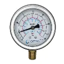 "OCTA" Pressure Gauge GB-63 Brass Bottom -1 to 9 bar