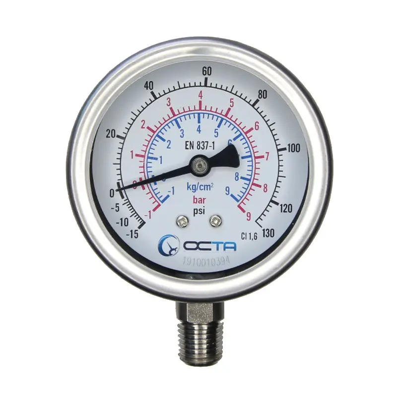 "OCTA" Pressure Gauge GS-63 SS Bottom