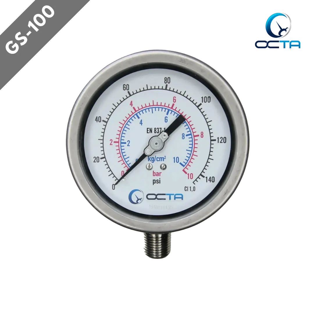 "OCTA" Pressure Gauge GS-100 SS Bottom