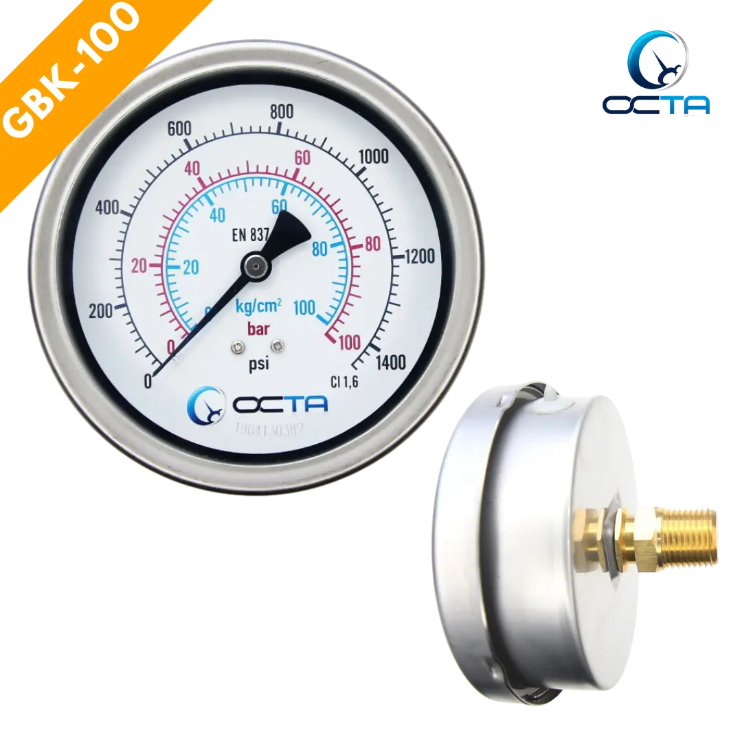 "OCTA" Pressure Gauge GBK-100 Brass Back