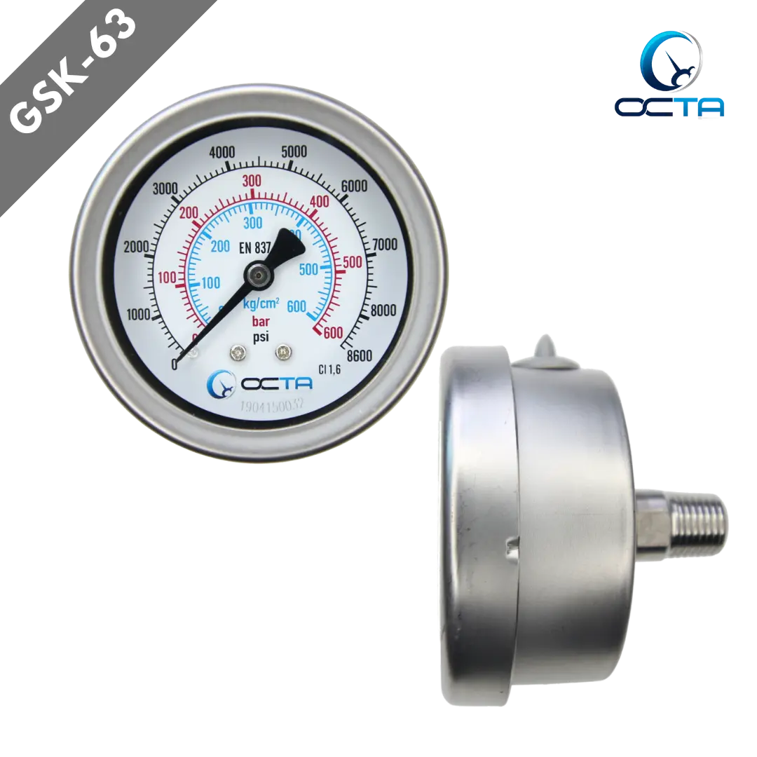 "OCTA" Pressure Gauge GSK-63 Brass Back